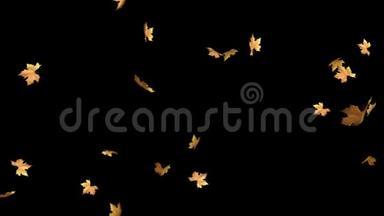 秋天的叶子掉落带有alpha通道环夹.. 可以使用此剪辑作为背景或覆盖在您的图像，视频项目